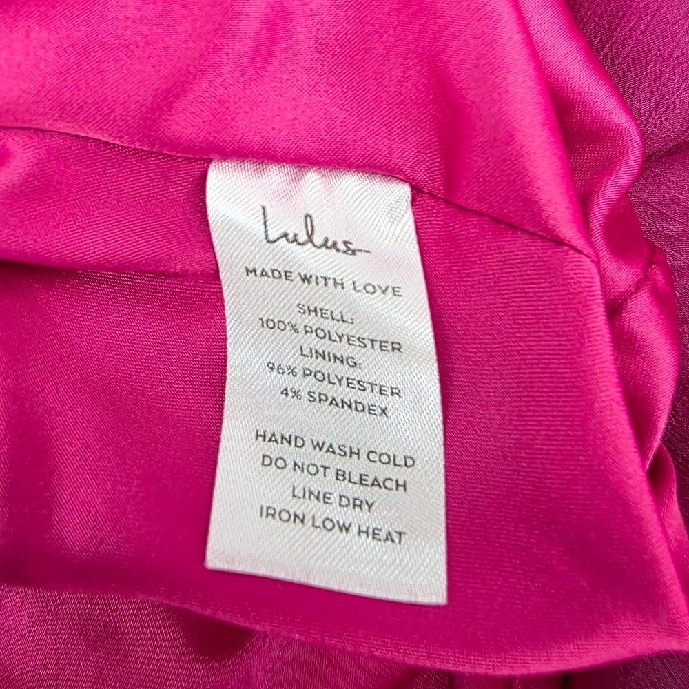 Lulus Womens S Fuchsia Off Shoulder Chiffon Babydoll Dress Sheer Sleeve Romantic - Picture 10 of 15